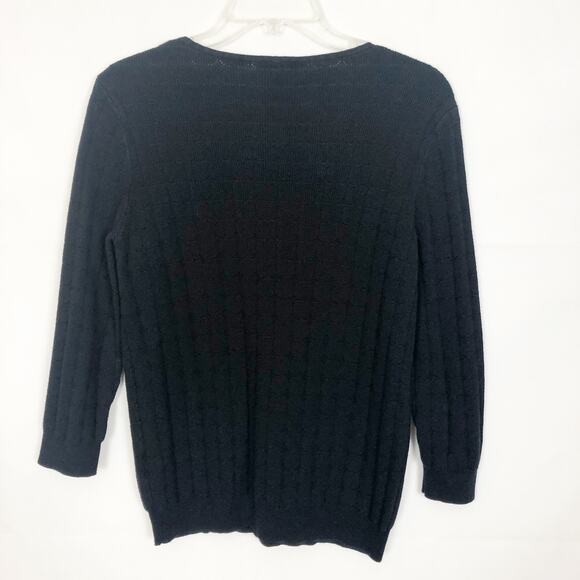 Vince Camuto 3/4 Sleeve Ribbed Black Sweater M - Picture 6 of 10